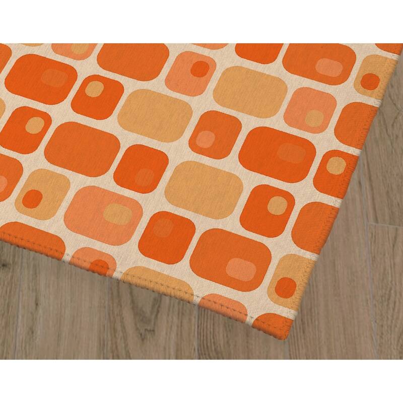 ROUNDED RECTANGLES ORANGE Kitchen Mat By Becky Bailey Bed Bath
