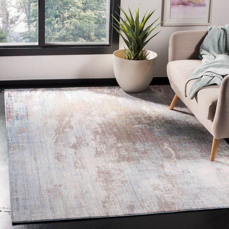 SAFAVIEH Monray Vincenza Modern Abstract Polyester Rug - 4' x 6' - Slate/Ivory