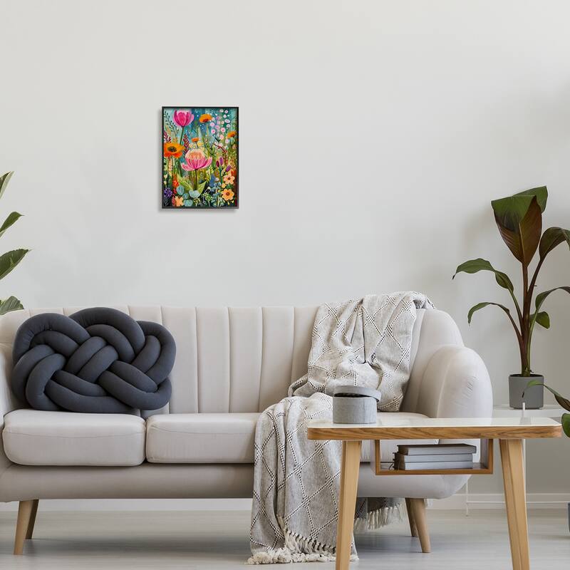 Stupell Whimsical Floral Garden Framed Giclee Art Design by LSR Design Studio