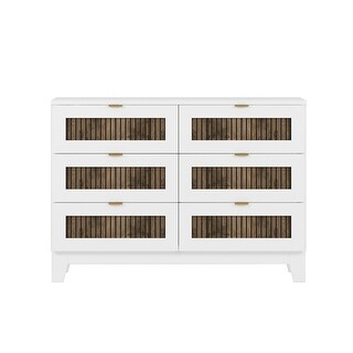 Rustic Farmhouse Style Wooden Dresser with 6 Drawers - Bed Bath ...