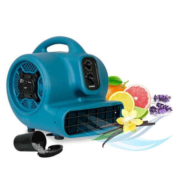 slide 2 of 6, XPOWER 3 Speed Scented Air Mover, Carpet Dryer, Floor Fan, Blower with Timer and Power Outlets