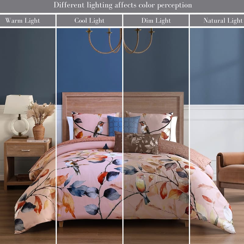 Bebejan Peachy Dogwood 100% Cotton Sateen 5 Piece Reversible Comforter Set