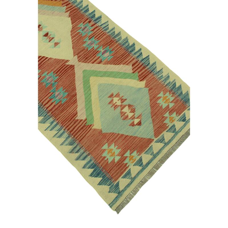 Hand-Woven Winchester Kilim Adam Rust/Navy Runner - 2'8" x 9'10"