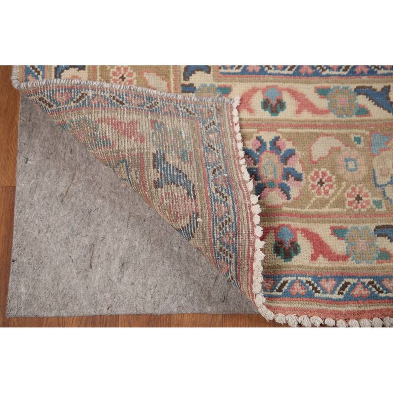 Hand Knotted Oriental 100% Wool Carpet Traditional Floral Yellow & Gold Mashad Area Rug - 12' 4'' X 9' 7''