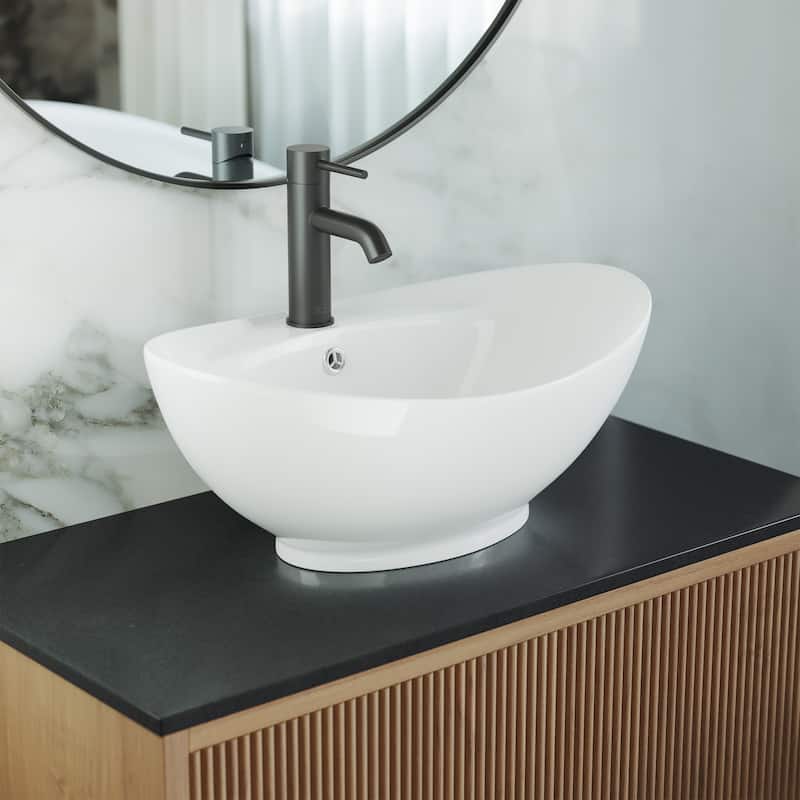 Ivy 23" Oval Ceramic Vessel Sink - White