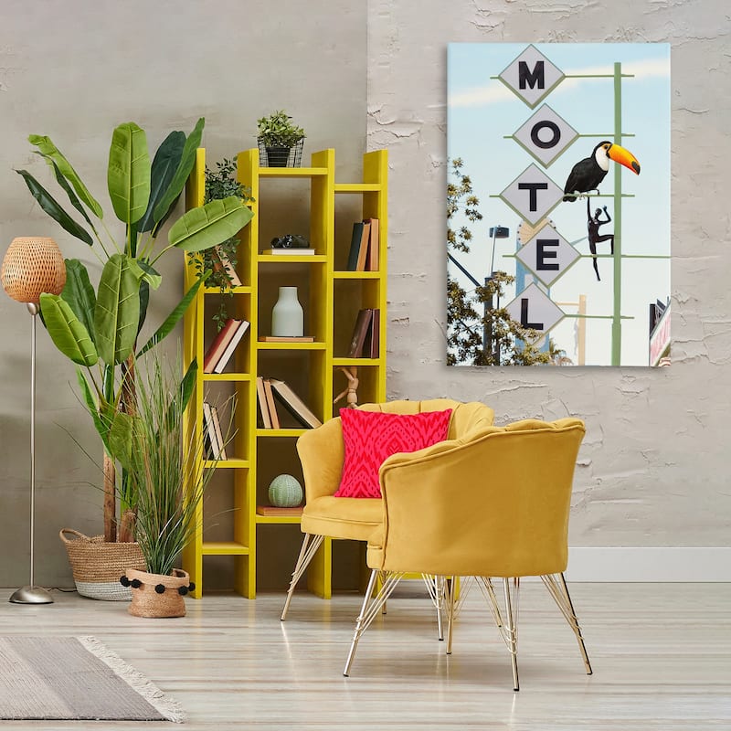 Stupell Toucan on Motel Sign Canvas Wall Art Design By Ashley Singleton