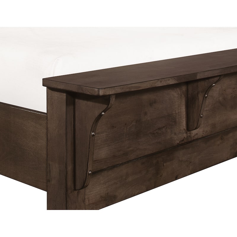 Queen Size Engineered Wood Sleigh Bed with Modern Rustic Style