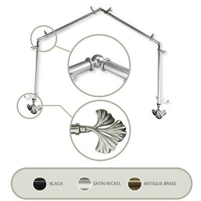 Adjustable Curtain Rod 20-72 Inch, Telescoping Rod with Finials, Satin Nickel Hardware Set - 16