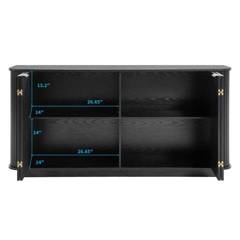 63" Double-Door Wavy Storage Sideboard Buffet Cabinet with Adjustable Shelves