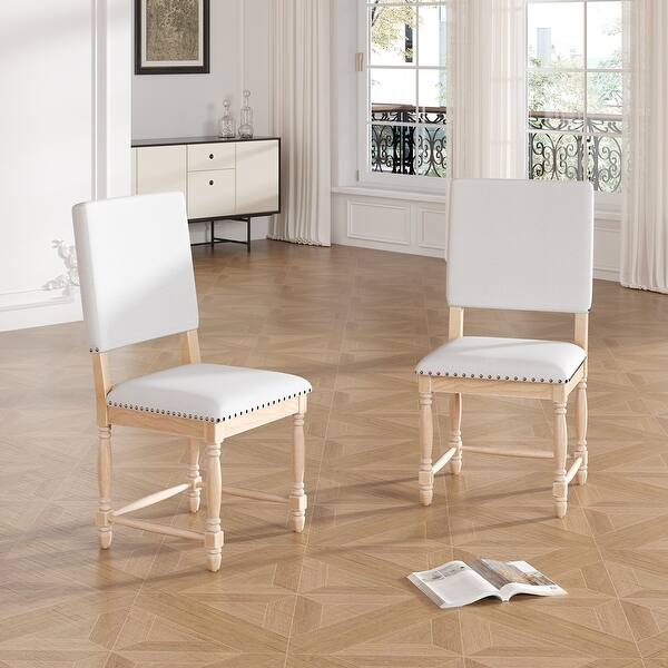 slide 2 of 13, Roomfitters Vintage 2-Piece Upholstered Dining Chairs with Padded Backs Natural