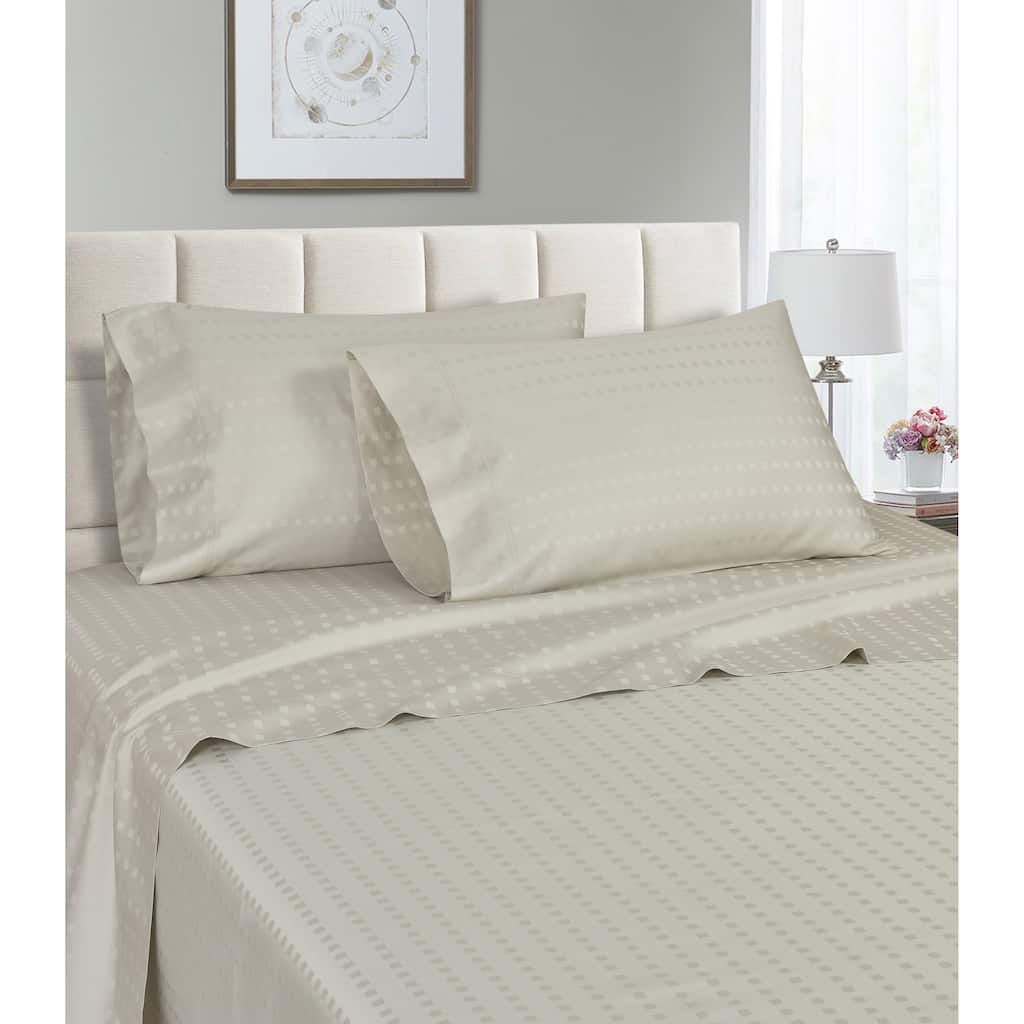 Spring Home 1200 Thread Count 100% Egyptian Cotton Deep Pocket Dobby Striped Sheet Set