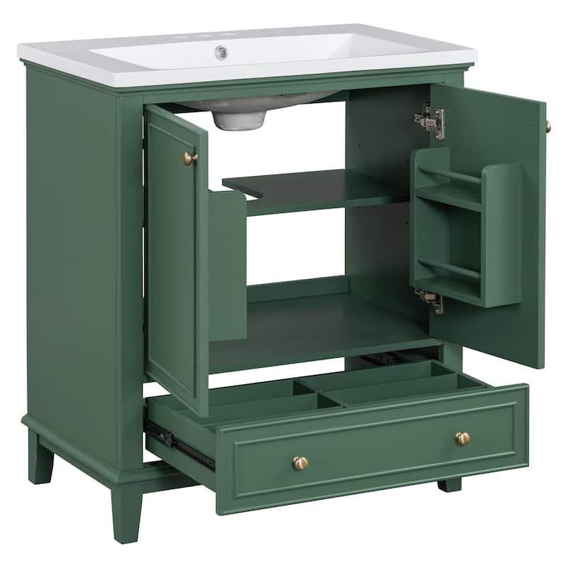 Roomfitters 30" Bathroom Vanity with Sink Combo, Multi-Functional Cabinet with Doors and Drawer, Solid Frame, MDF