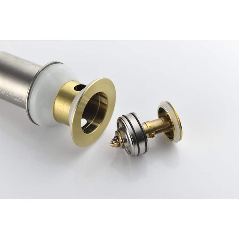 2 Handle Center Lead Free Bathroom Sink Faucet with Swivel Spout, Copper Pop Up Drain and 2 Water Supply Lines