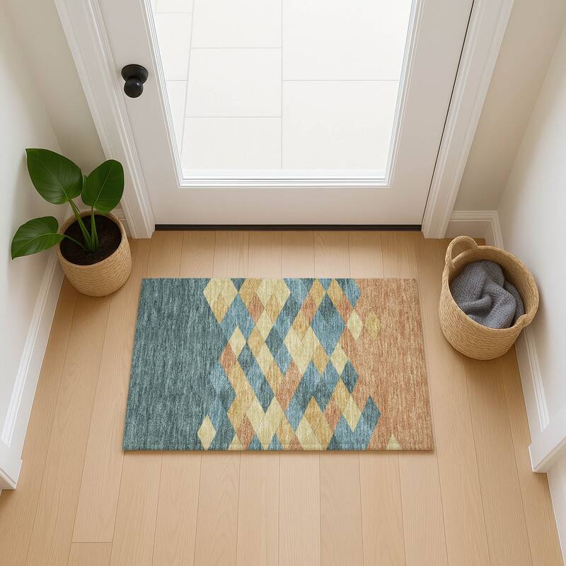 Machine Washable Indoor/ Outdoor Modern Avo Chantille Rug
