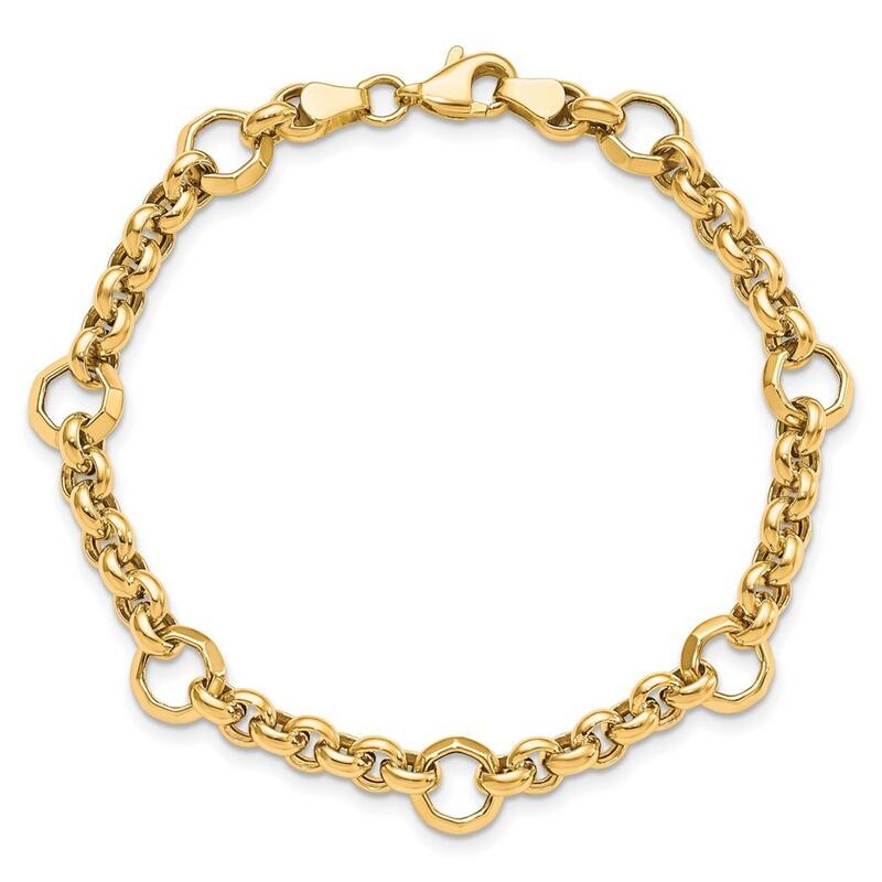 Curata 10k Yellow Gold 8.5mm Textured Section Link Bracelet 7.5 Inch
