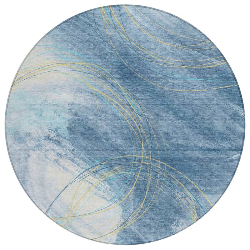 Machine Washable Indoor/ Outdoor Abstract Modern Chantille Rug