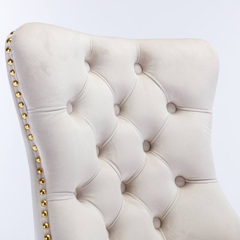 Velvet Upholstered Tufted Button Home Office Chair with Golden Metal Base,Adjustable Desk Chair Swivel Office Chair