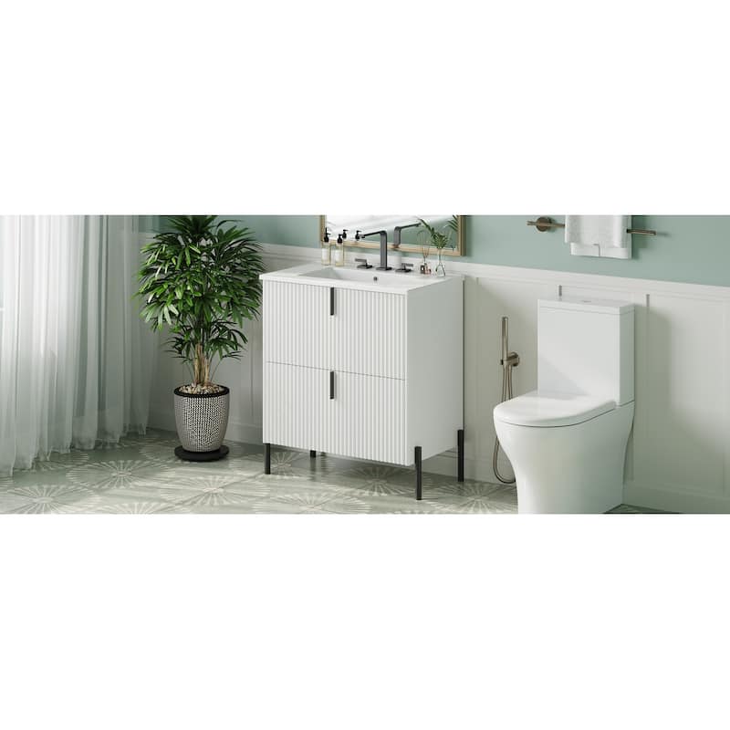Freestanding Bathroom Vanity with Ceramic Sink