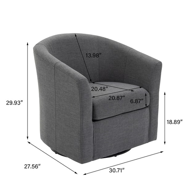 dimension image slide 2 of 11, Modern Upholstered Swivel Barrel Chair Living Room Accent Chair