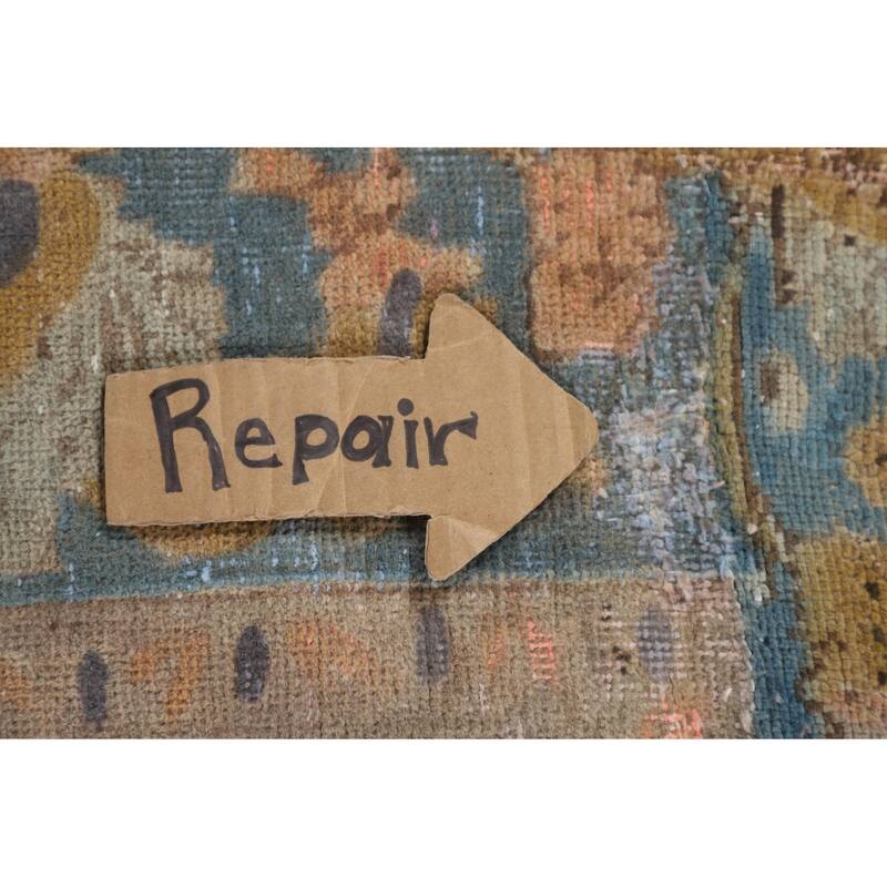 Distressed Over-Dyed Tabriz Antique Area Rug Handmade Wool Carpet - 6'3"x 9'11"