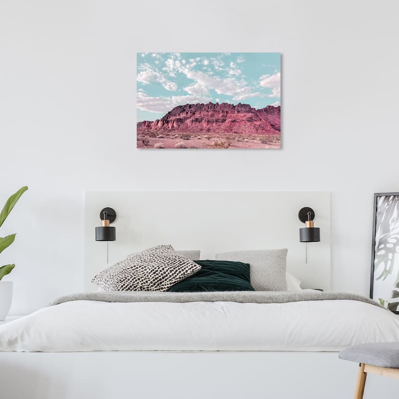 Wynwood Studio Canvas Nature and Landscape Pink on the Rocks Blue and Rustic Wall Art Canvas Print - 24 x 36
