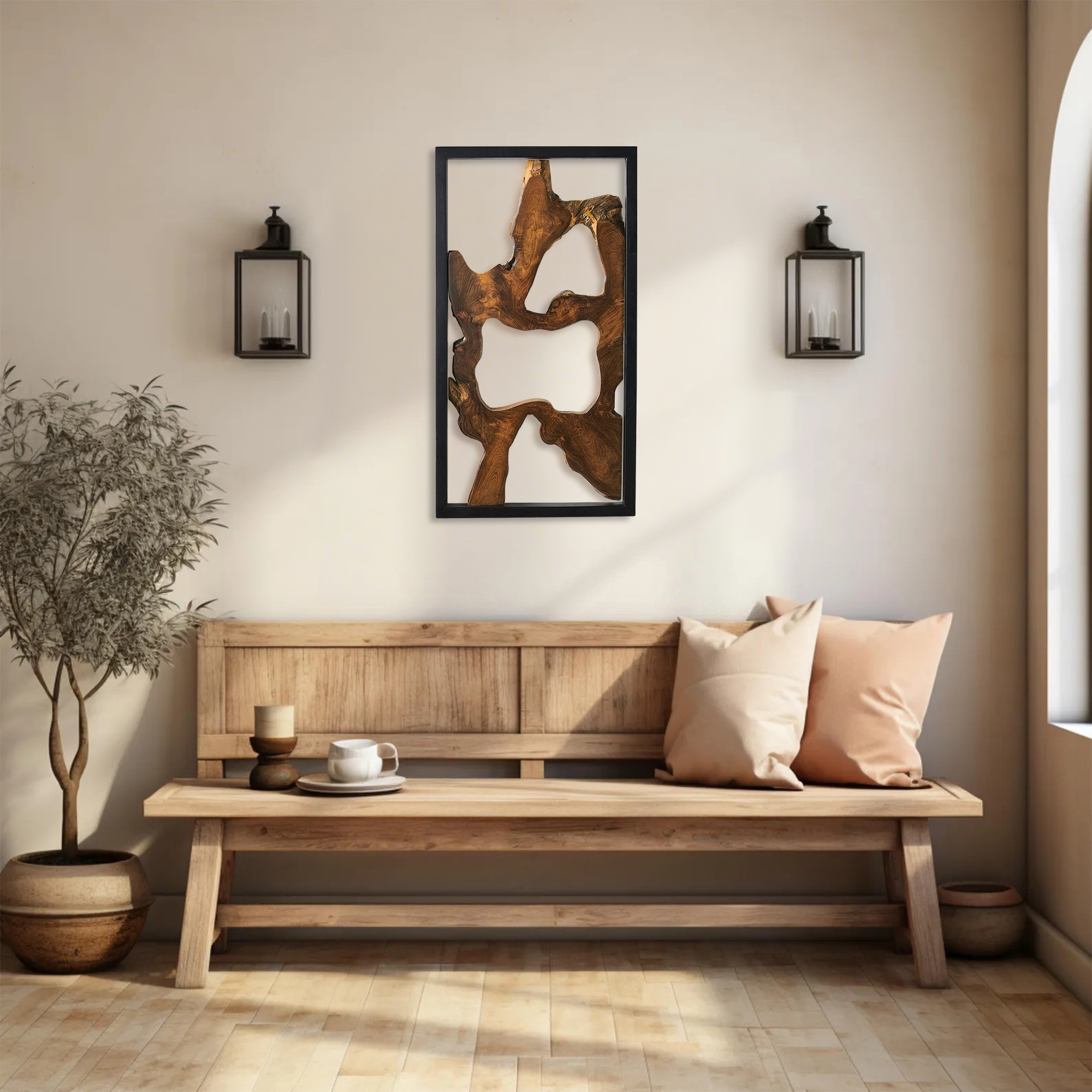Greenage Teak Wall Decor Natural Live Edge Hanging Art Sculpture