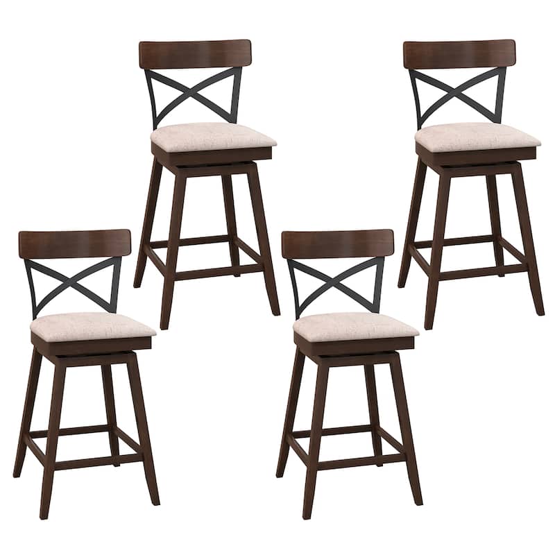 Set of 2/ 4 Wooden Swivel Bar Stools Counter Height Dining Chairs - Set of 4