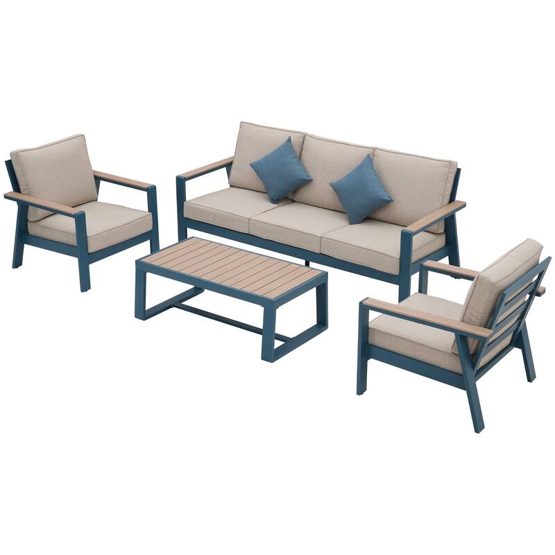 Zenova Aluminum Patio Conversation Sets,Outdoor Sofa Sets