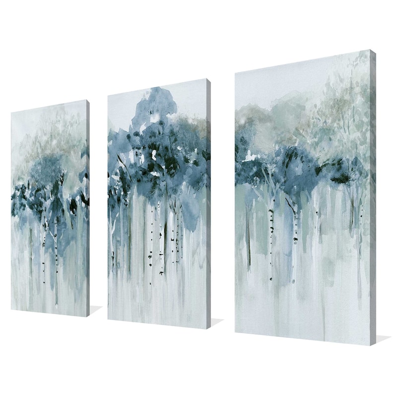 "Blue Birch Morning" by Susan Jill 3 Piece Set on Canvas