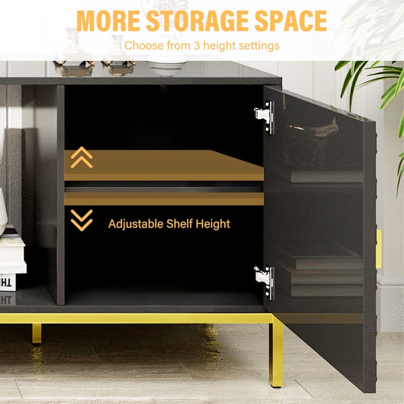 70 Inch TV Stand, Heavy Duty Wood Media Entertainment Center Console with Cabinet Storage & Open Shelves,Modern Design