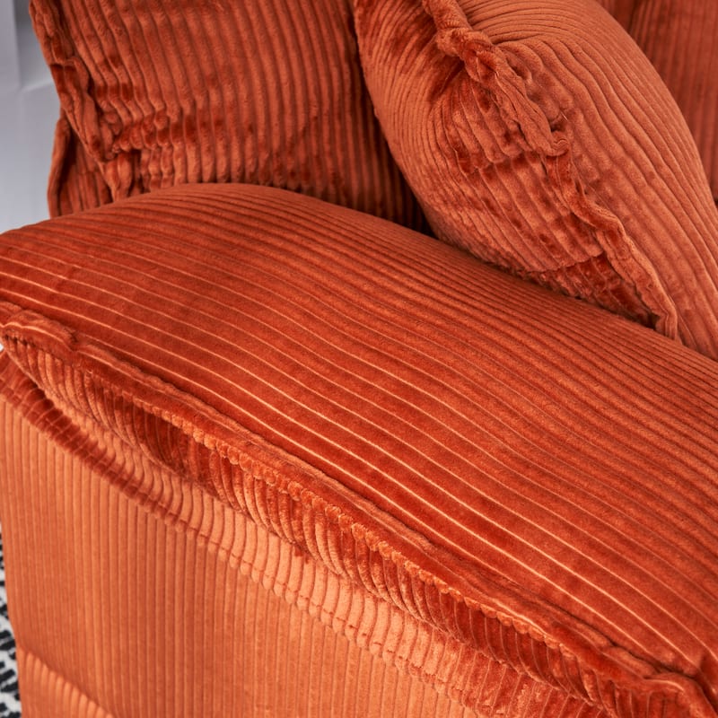 56.3" Corduroy Single Sofa Chair with 2 Toss Pillows & a Ottoman