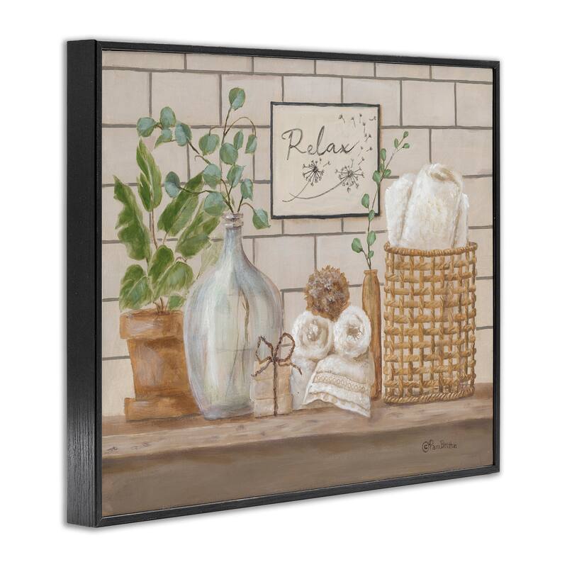 Stupell Uplifting Bathroom Spa Relax Scene Framed Giclee Texturized Wall Art, Design By Pam Britton