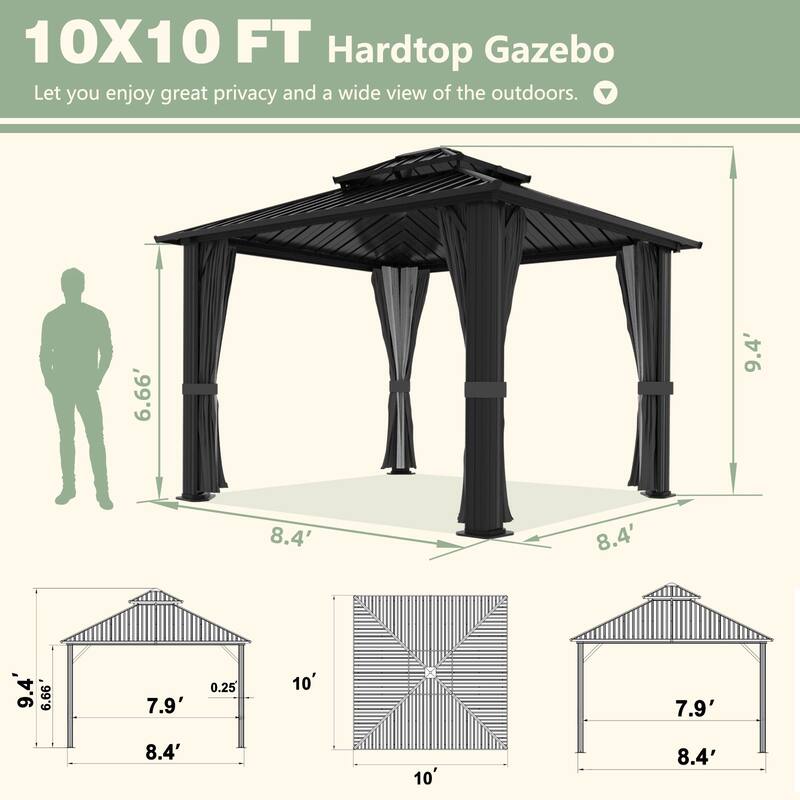VEIKOUS Outdoor Aluminum Double Hardtop Gazebo Pergolas for Patio Lawn and Garden