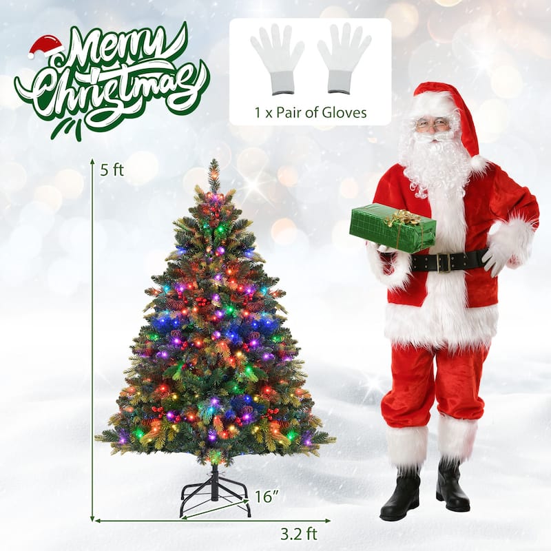 Costway 5/6/7/8 FT Artificial Christmas Tree with 250/370/500/650 RGB - Green - See Details