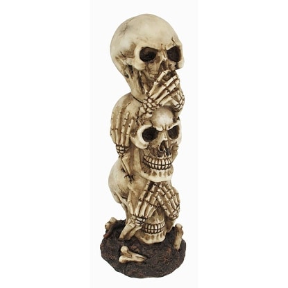 See No Evil, Hear No Evil, Speak No Evil Stacked Skulls - 7.5 X 2.75 X 3 inches
