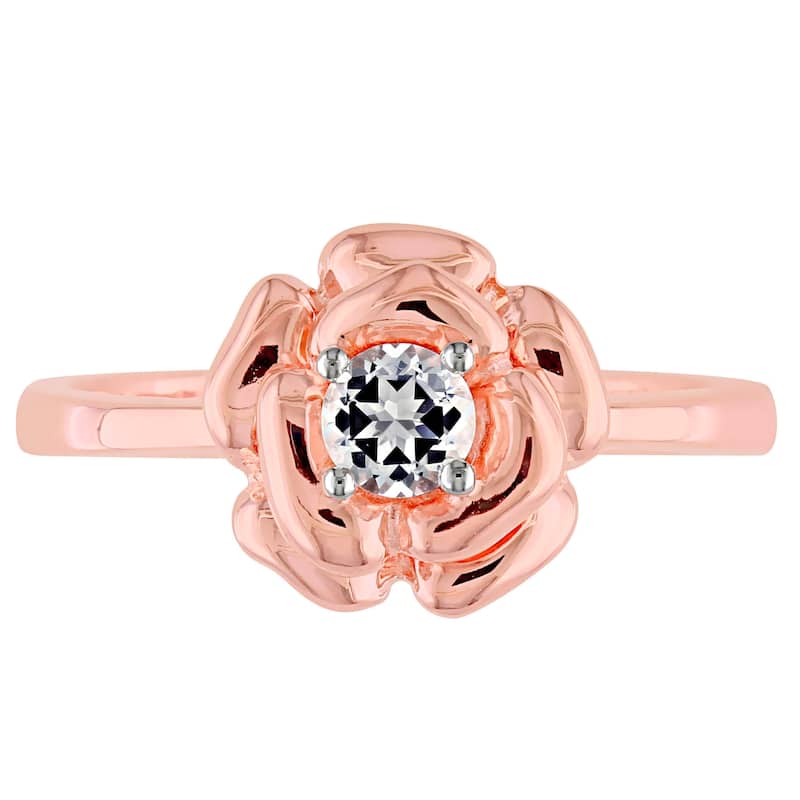 Miadora Rose-plated Silver Created White Sapphire Flower Ring