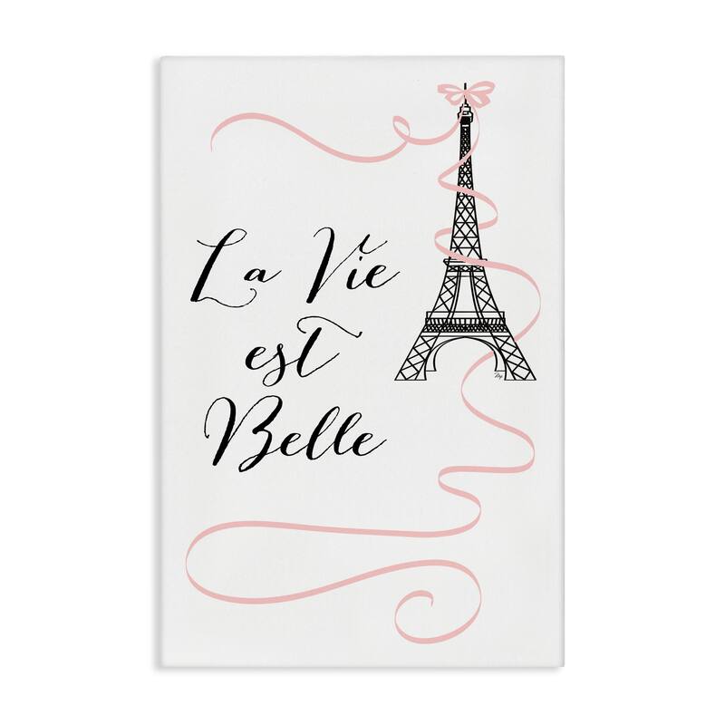 Stupell Life Is Beautiful French Phrase Canvas Wall Art Design By Martina Pavlova - 24 x 36