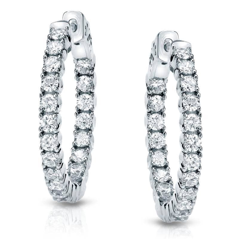 Auriya 14k Gold 1 1/2cttw Medium Diamond Hoop Earrings - 0.94-inch (J-K, I1-I2) - White Gold