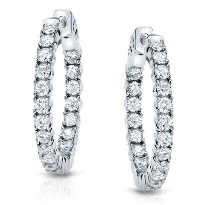 Auriya 14k Gold 1 1/2cttw Medium Diamond Hoop Earrings - 0.94-inch (J-K, I1-I2)