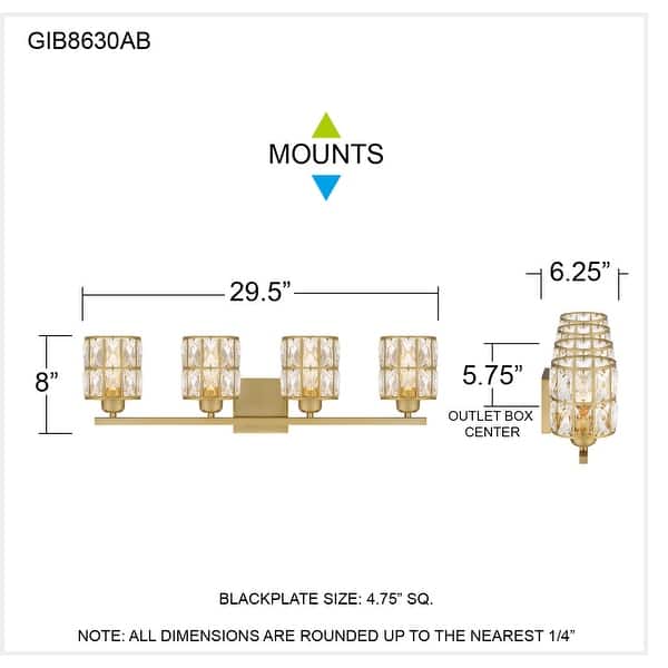 Gibson 4-Light Aged Brass Bath Light