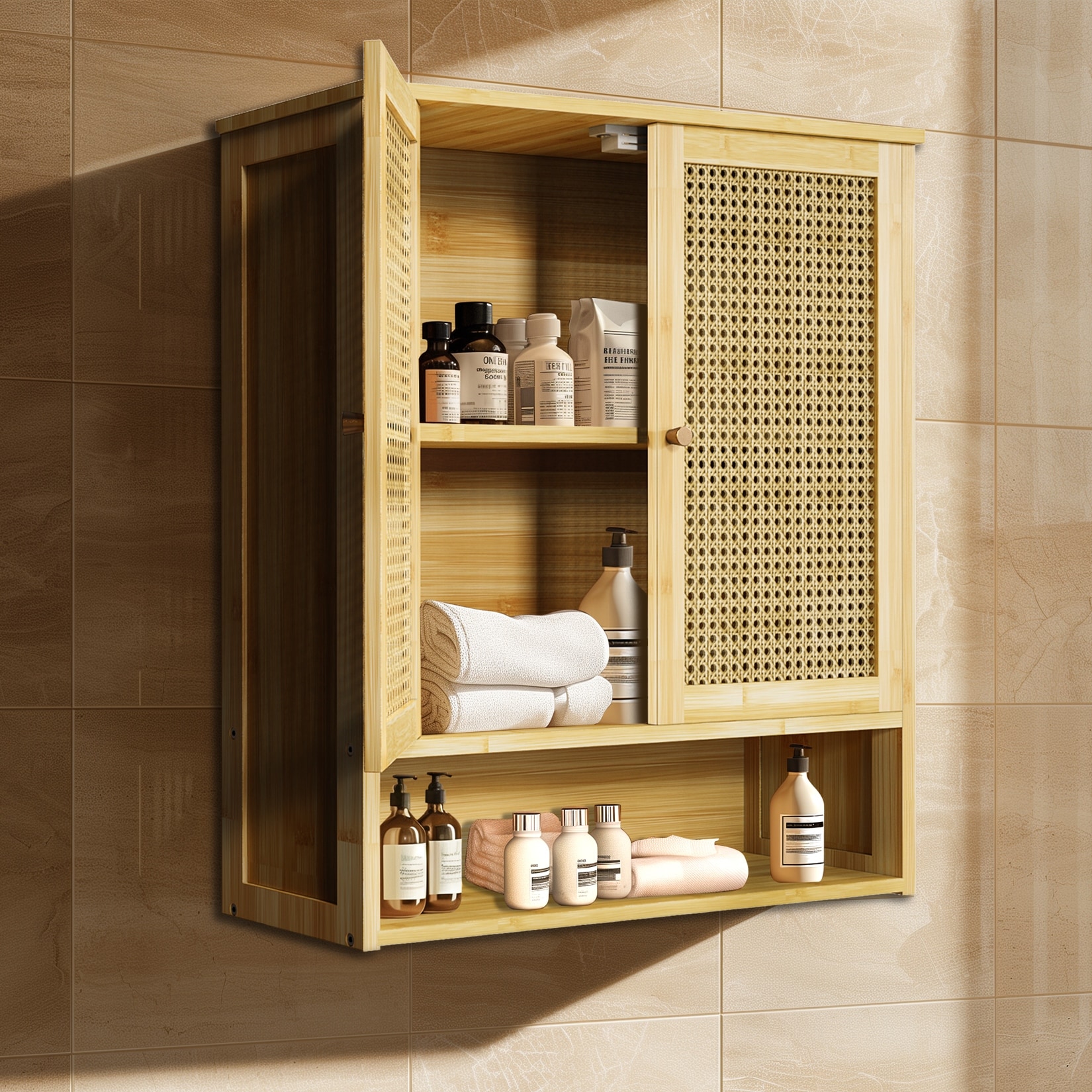 Rattan bathroom wall cabinet discount