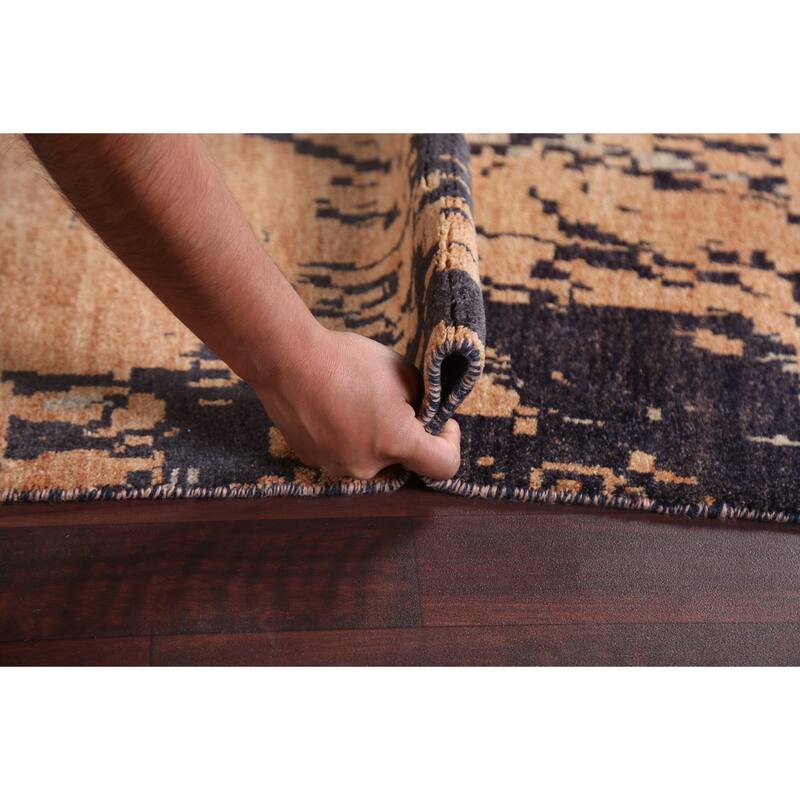 Abstract Contemporary Oriental Wool Area Rug Hand-knotted Foyer Carpet - 5'3" x 7'8"