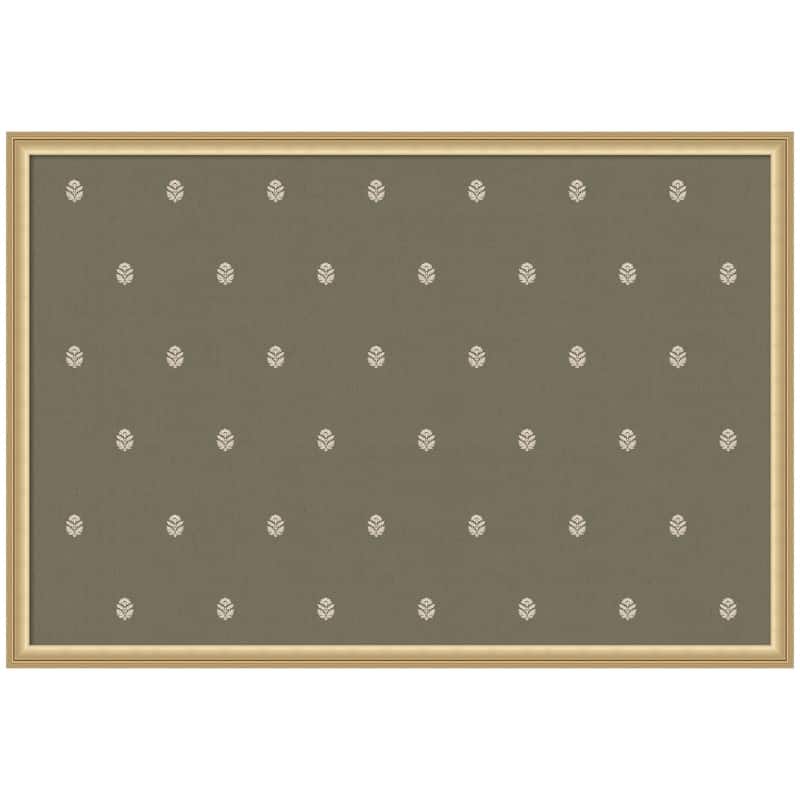 Kate and Laurel Pinboard Green Botanical Block Print - 38x26 - Florence Gold