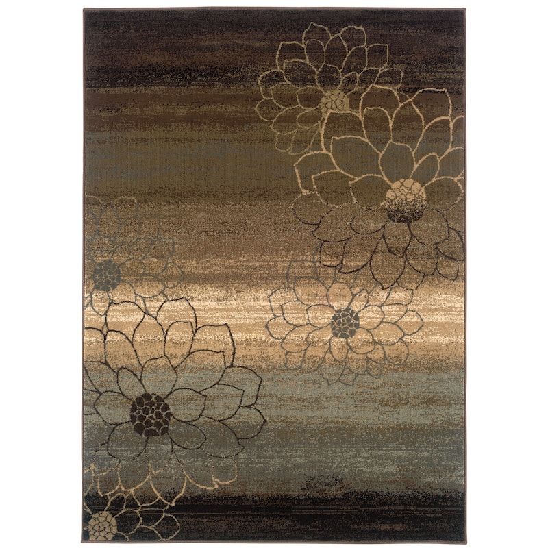 Exeter Brown Beige Floral Casual Area Rug