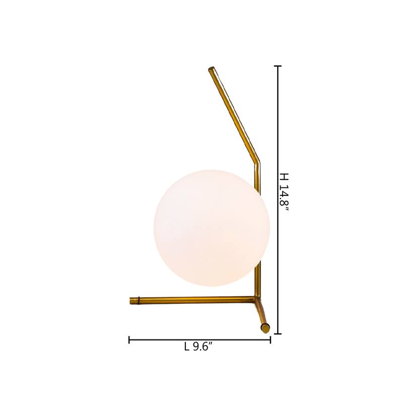 1 Light Table Lamp With A Brass Iron Frame With White Glass Shade