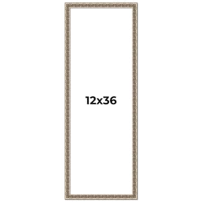 12x36 Frame Silver Versailles Ornate Solid Wood Picture Frame | 1 Inch
