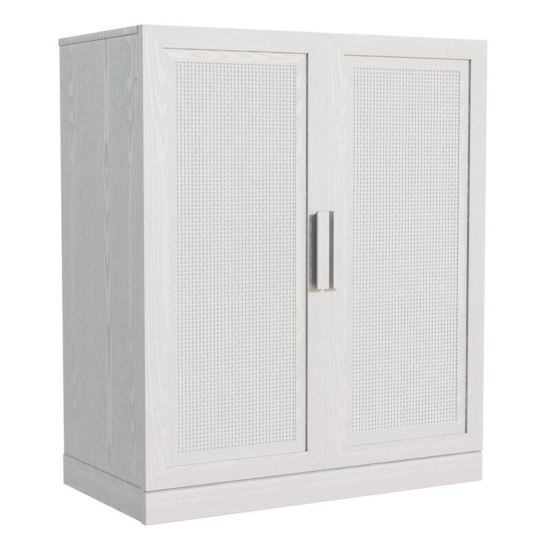 36"H Classic Storage Cabinet with Adjustable Shelves with Rattan Doors