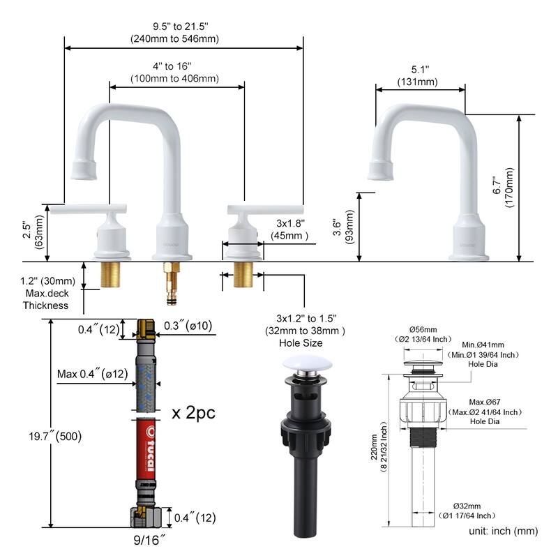 WOWOW Double Handle 8 in. Widespread Bathroom Sink Faucet