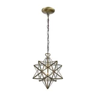 Elk Home Moravian Star Antique Brass With Clear Glass 1 Light Pendant