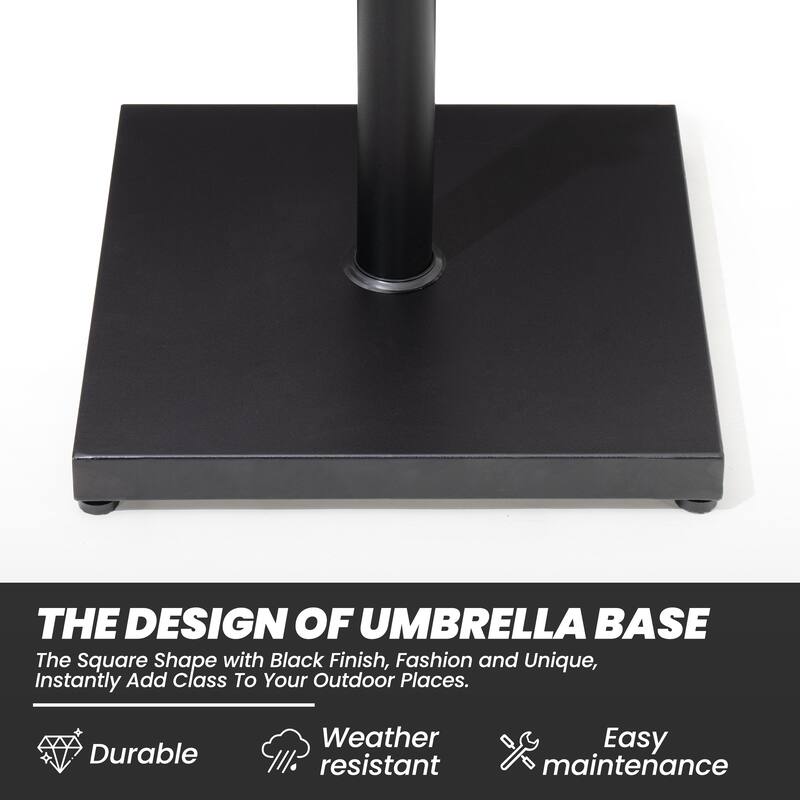 9-Piece Patio Dining Set Aluminum Dining Table and Stackable Chairs with Umbrella and Base